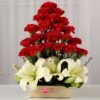 Red carnation & White lilies beautiful arrangement