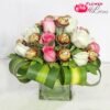 Roses &  Rocher in Glass Vase