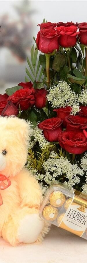 24 Red Roses Basket With Combo