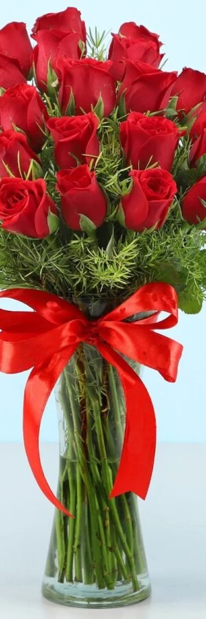 24 Red Roses Vase