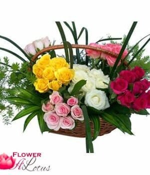 Assorted Roses Basket
