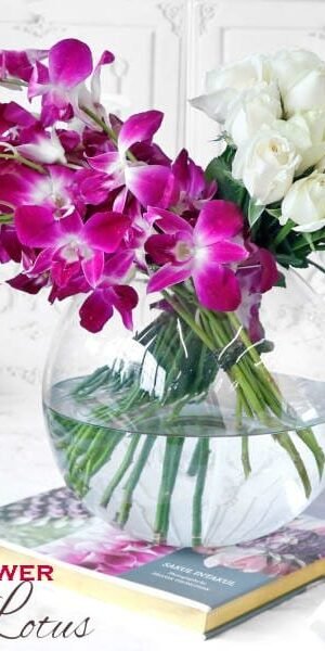 Assorted Flowers in Globe Vase
