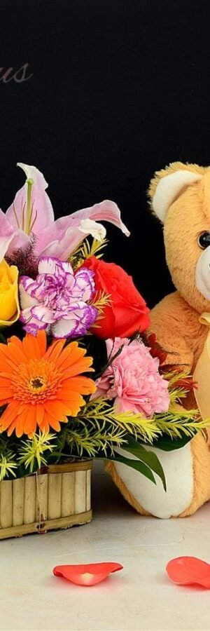 Beautiful Arrangement With Teddy