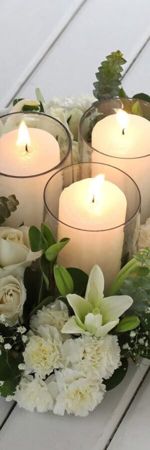 Beautiful White Flowers In Wooden Tray