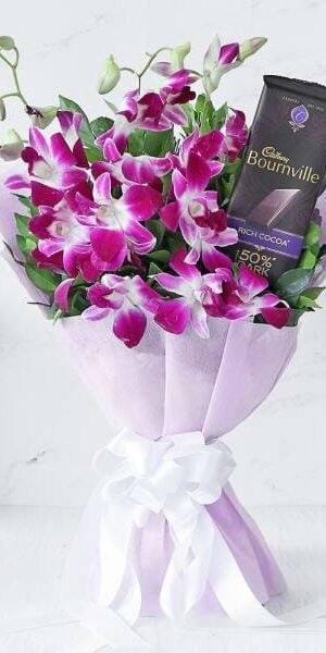 Bouquet of Orchids with Cadbury Bournville