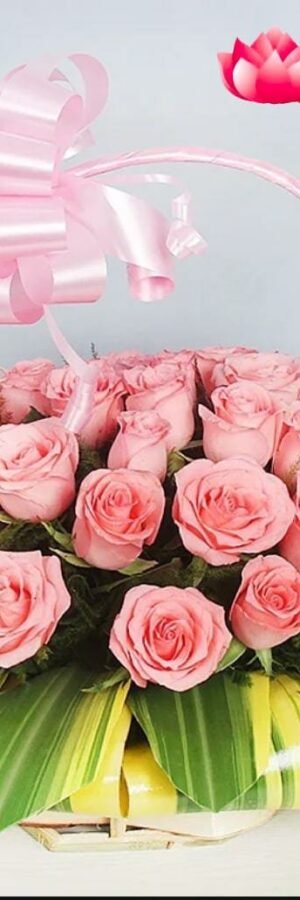 Elegant Pink Rose Basket