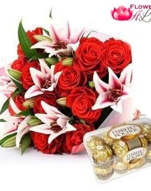 Exclusive Rose N Lilies Bouquet