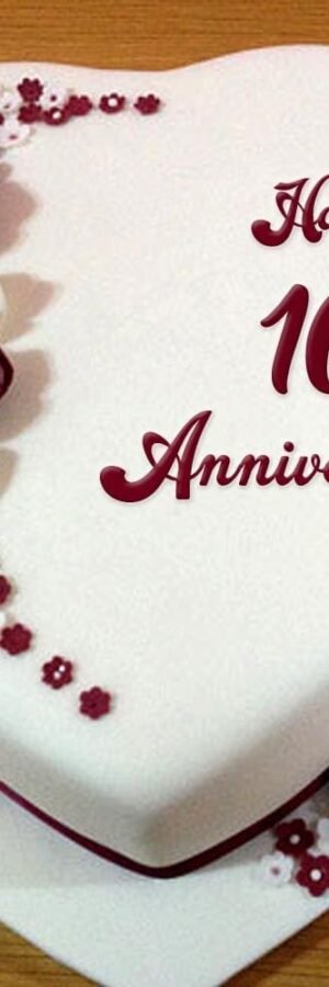 Fondant Vanila Cake (Heart Shape) 10th Anniversary