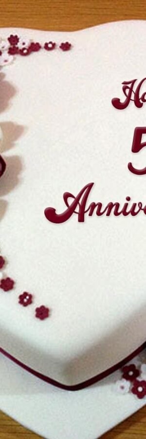 Anniversary Heart shape Fondant Vanilla Cake - 1 kg