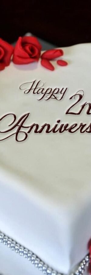 Anniversary Heart Shape Fondant Cake - 1 kg