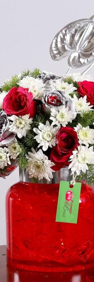 Jar Full Of Elegant Flowers