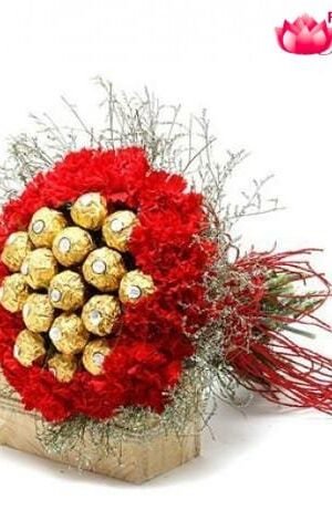 Lovely Carnation N Rocher Bunch