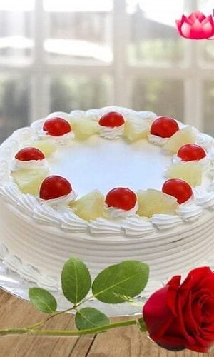 Pineapple Cake N Single Rose