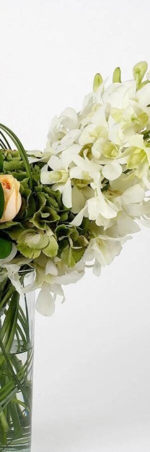 Pleasant Mixed Flowers Glass Vase