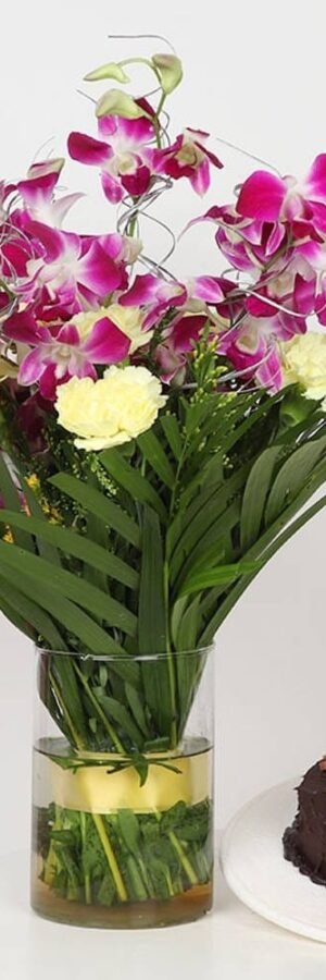 Purple Orchids N Choco Cake Combo