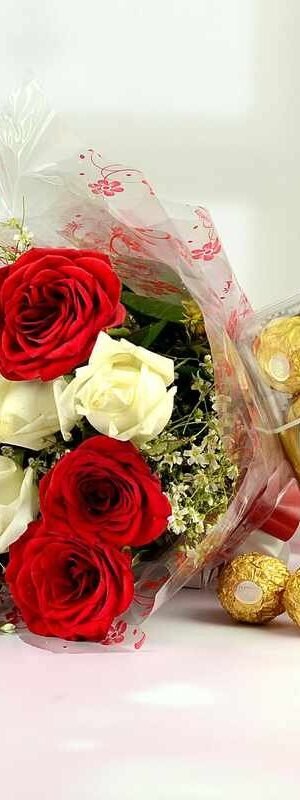 Red White Roses N Ferrero Rocher