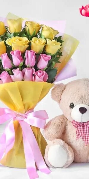 Ten 10 Roses N Teddy