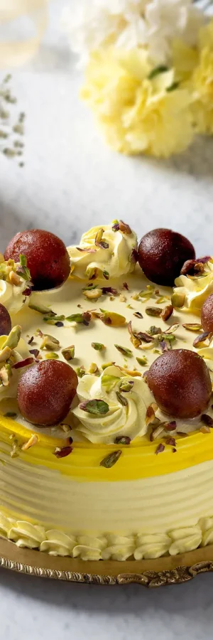 Vanilla Cake with Gulab Jamun