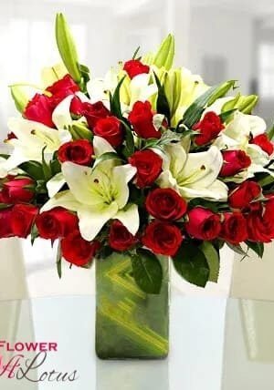 White Lilies & Red Roses Love